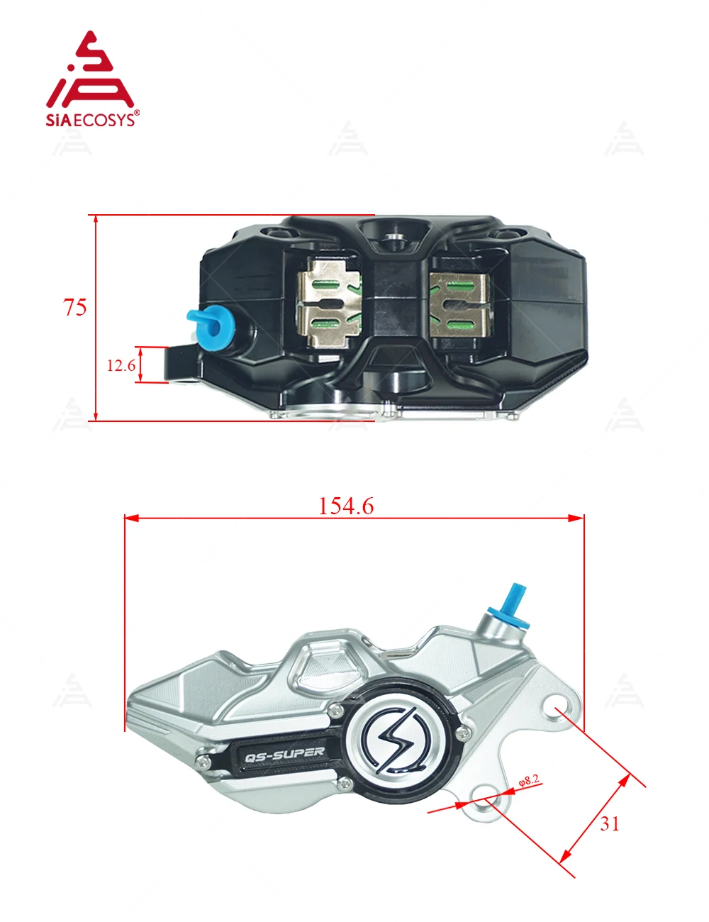 QS 4-Piston Forged Aluminum Br - Forged Front Brake Caliper 4 Piston recension och pris